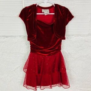 Brooke Lindsay Red crushed Velvet tutu sparkly dress size 5